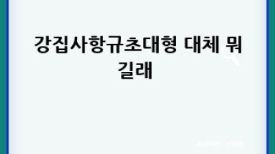 강집사항규초대형 활용법🚀: 숨겨진 꿀팁 대방출! #강집사항규초대형활용
